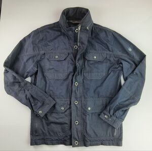 KUHL Men’s Hooded Jacket Blue-Grey Utility Shell Modern Minimal Luxury Fall M